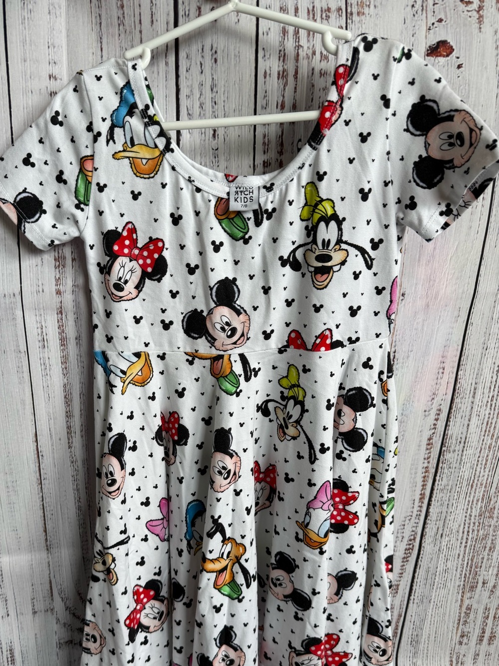 7/8 Wild Rich Kids Twirl Dress with Colorful Disney Character Faces